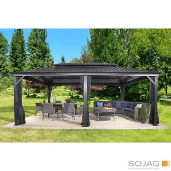 Sojag Messina 12ft x 20ft (3.53 x 5.88m) Aluminium Frame Sun Shelter with Galvanised Steel Roof + Insect Netting