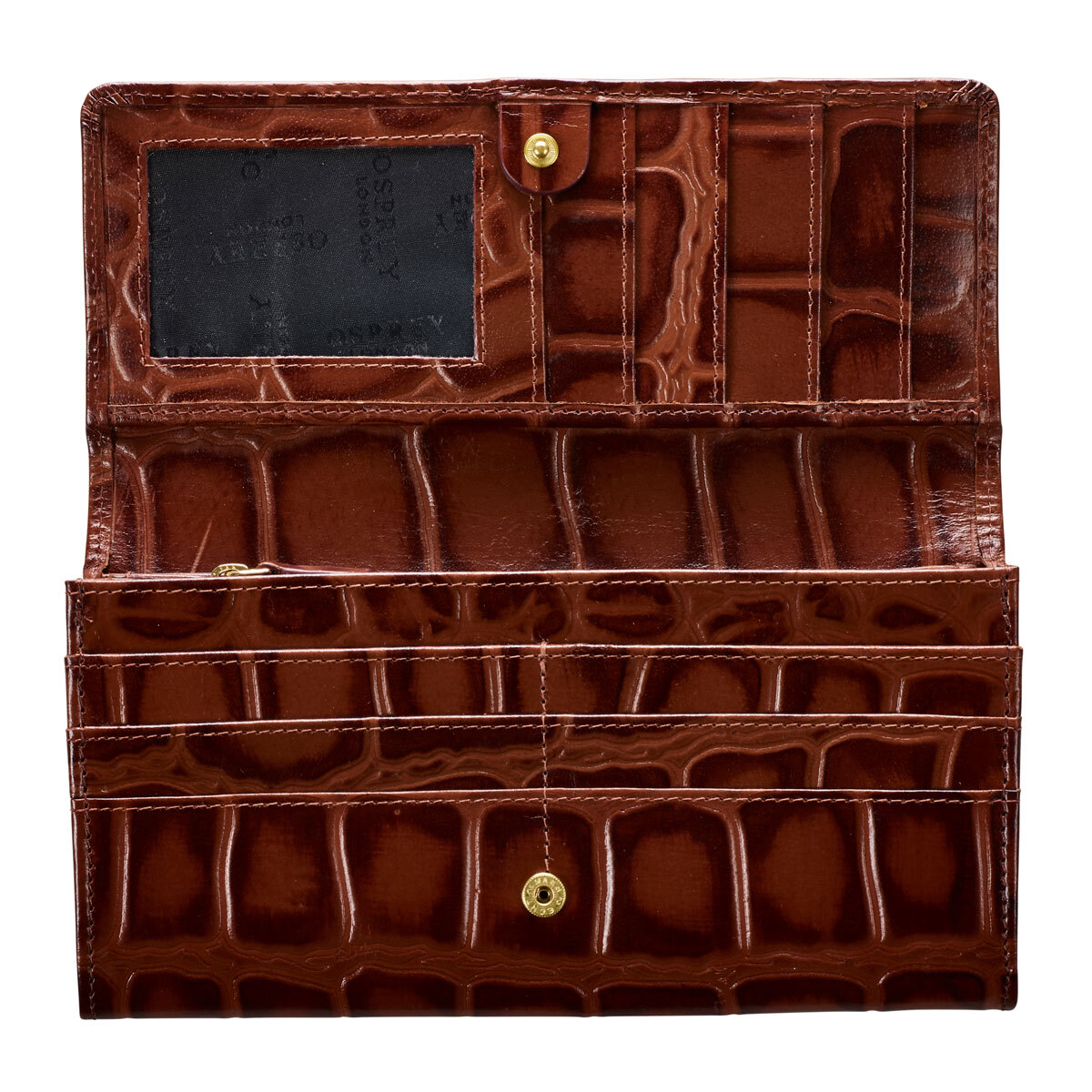 Osprey London Julia Croc Leather Women's Purse, Cognac with Gift Box