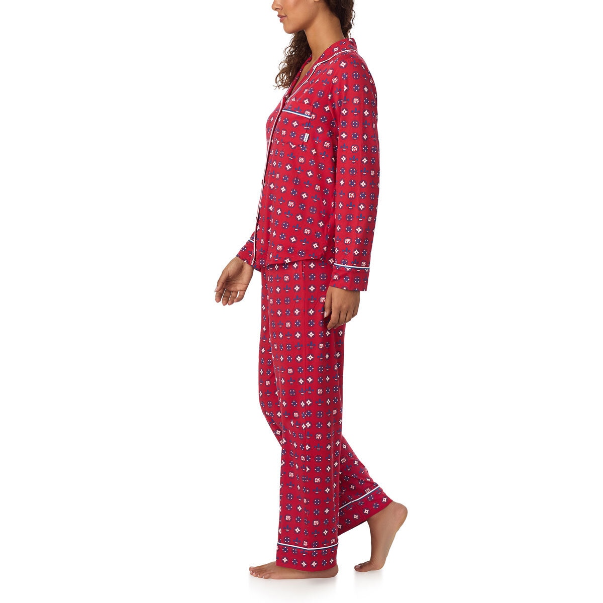 DKNY Notch Collar Pyjama Set in Red Print