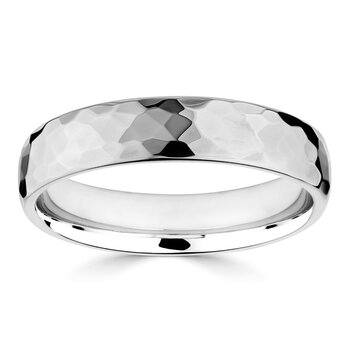 5.0mm Luxury Court Wedding Ring, Hammered Platinum