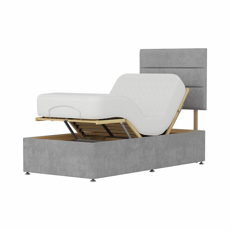 Highgrove Fenton Grey Fabric Electric Adjustable Bed Base With Medium Memory Foam Mattress Highgrove Fenton Grey Fabric Electric Adjustable Bed Base With Medium Memory Foam Mattress