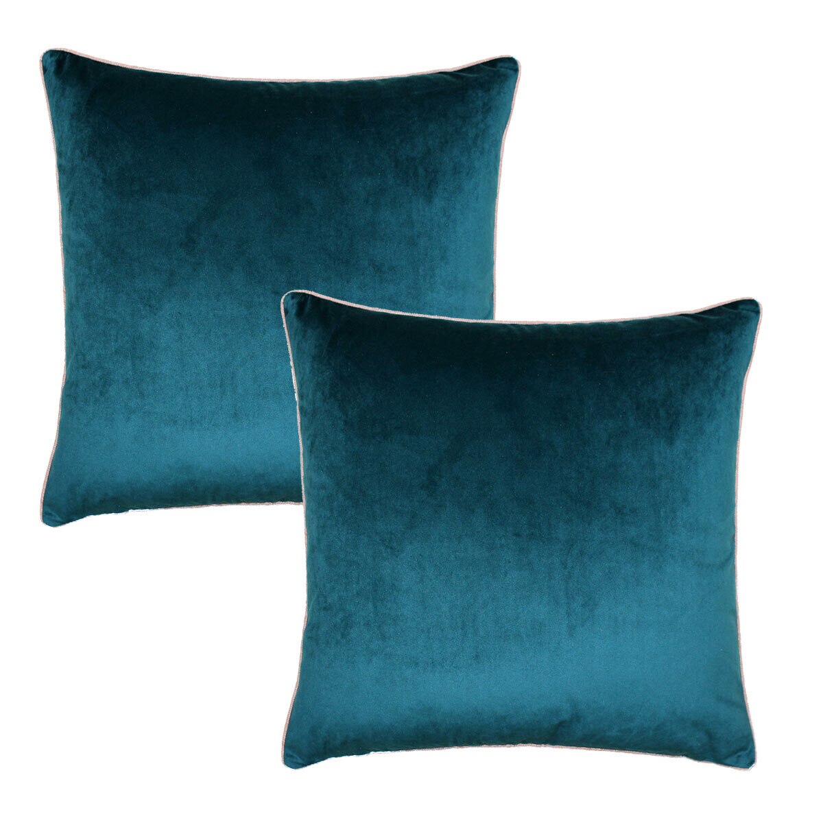 Gala Teal Large Piped Velvet Cushion, 2 Pack Costco UK