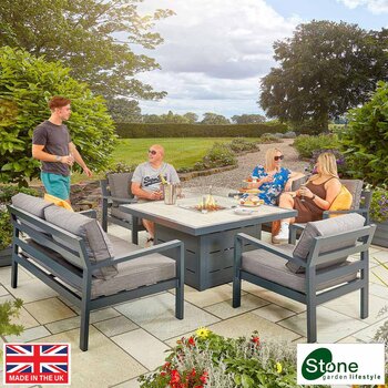 Stone Garden 5 Piece Deep Seating Fire Patio Set in Two Colours