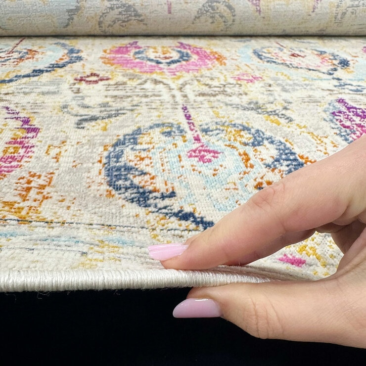 Concept Looms Vintage Kashan Ivory Multi Rug, in 3 Sizes