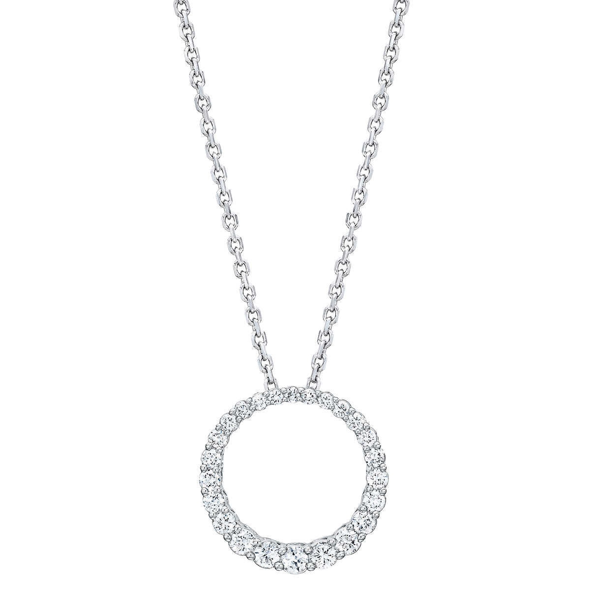 0.50ctw Circle Diamond Pendant, 14k White Gold