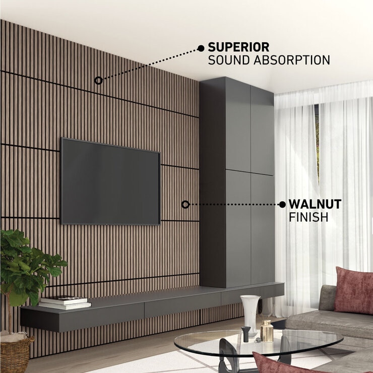 Artika Sonolok Acoustic Wall Panel Set in Walnut & Black, 4 Pack