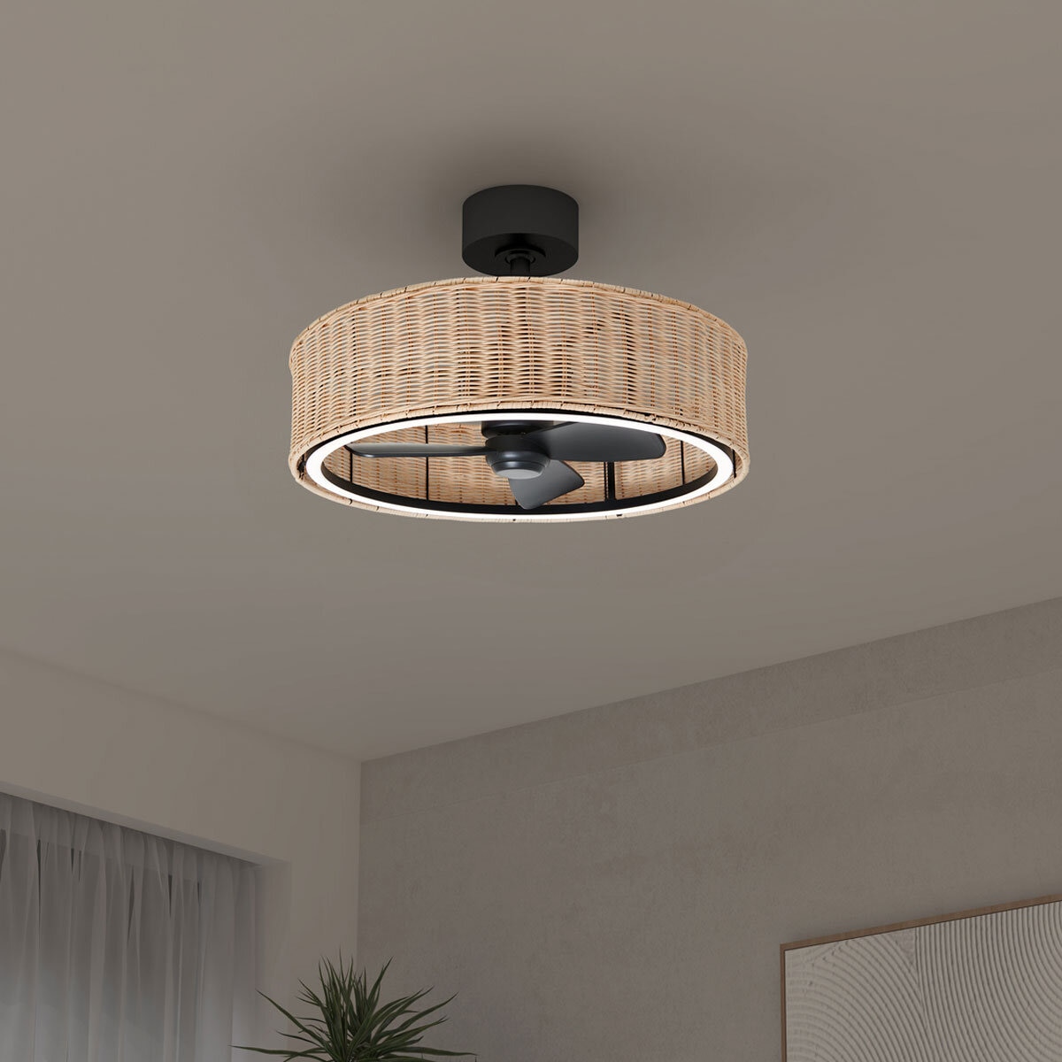 Artika Kalani 24" (61cm) Rattan Fan Light with Remote Control