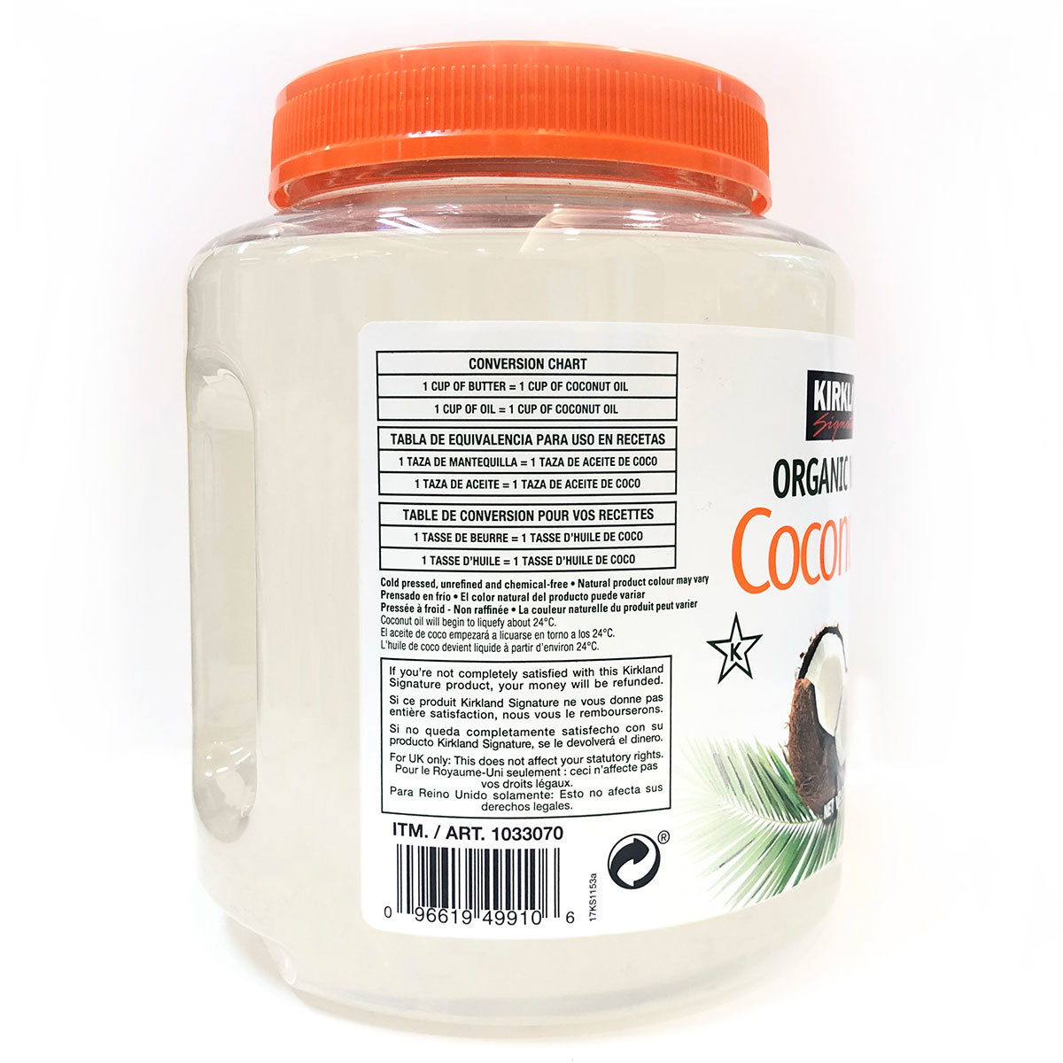 Kirkland Signature Organic Virgin Coconut Oil, 2.28kg