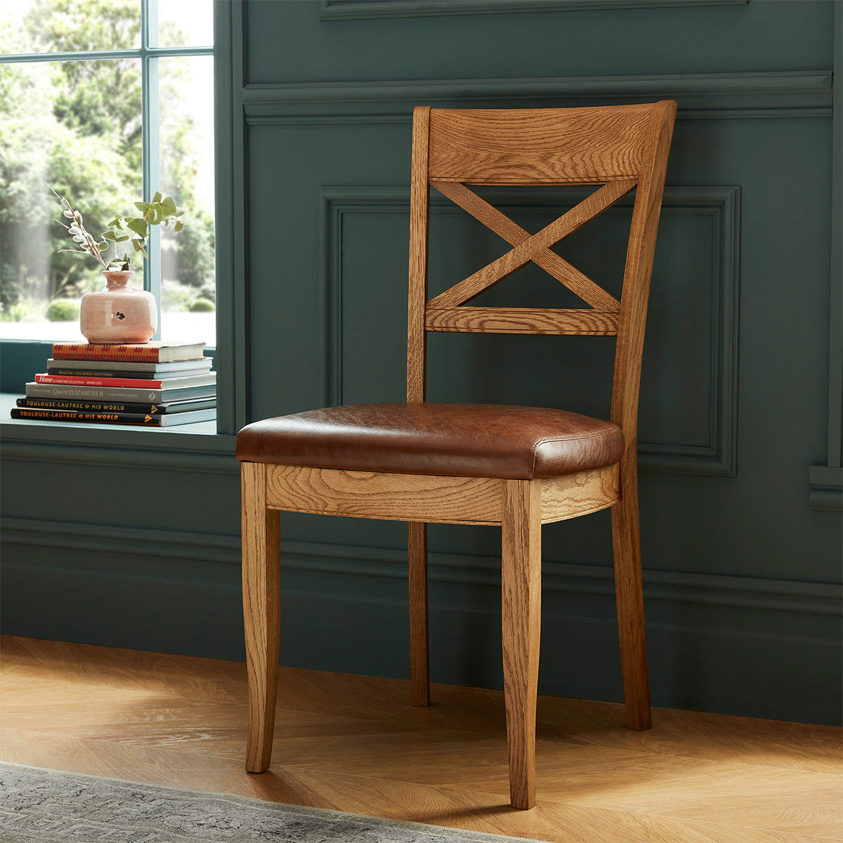 Bentley Designs Westbury Rustic Oak Cross Back Dining Chairs 2 Pack Costco Uk