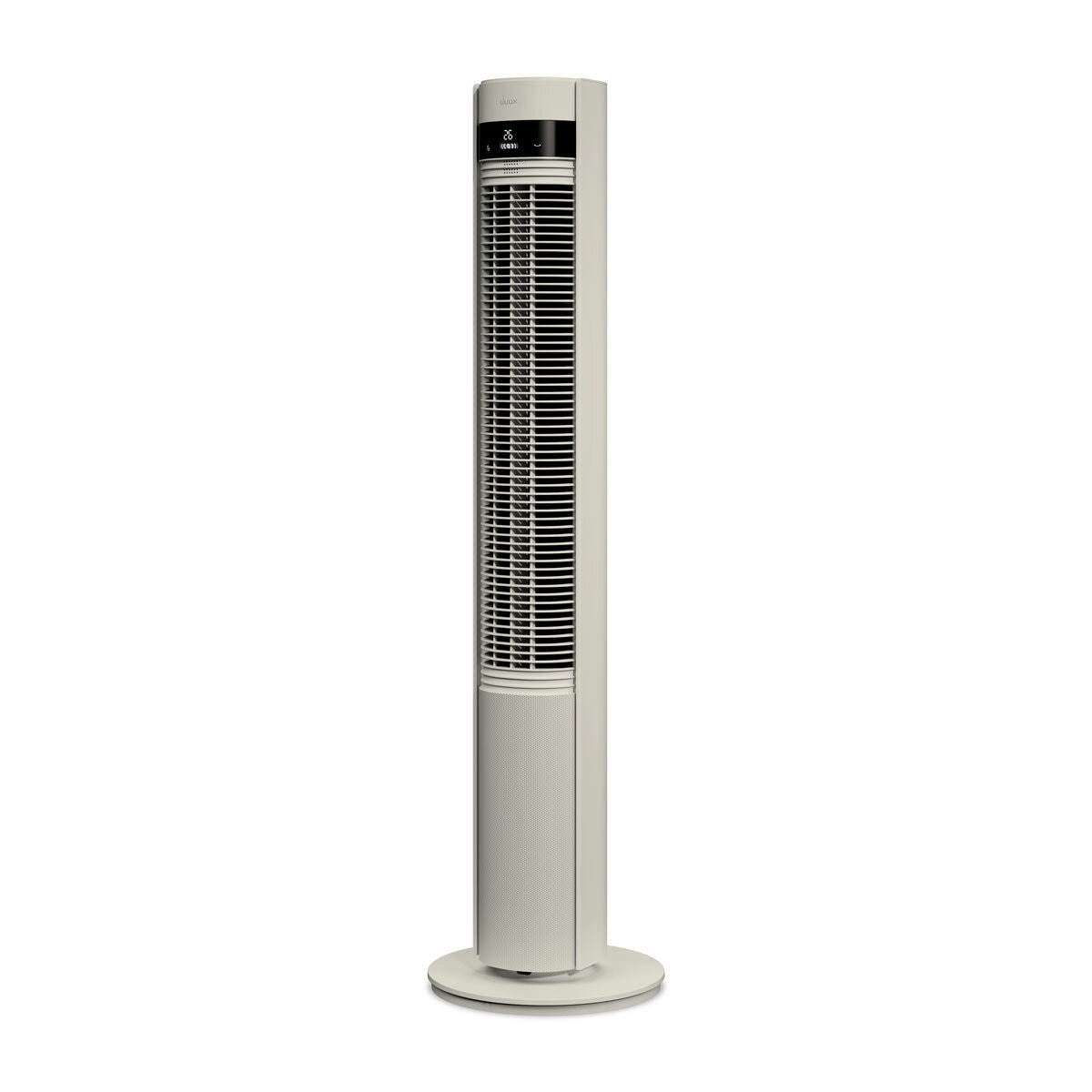 Front profile of Duux Elevate Tower Fan in stone