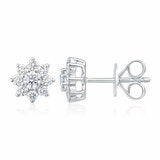 0.50ctw Round Brilliant Cut Diamond Sunburst Earrings, 14ct White Gold 0.50ctw Round Brilliant Cut Diamond Sunburst Earrings, 14ct White Gold