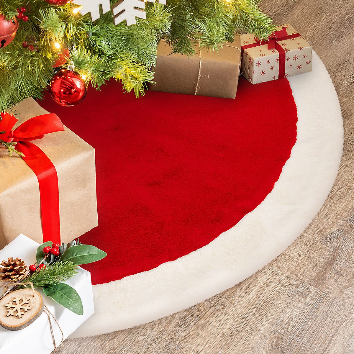Decorative 66 inch (1.68 m) Christmas Tree Skirt in 3 Colours