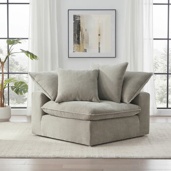 Aiden & Ivy Sereen Beige Fabric Corner Chair