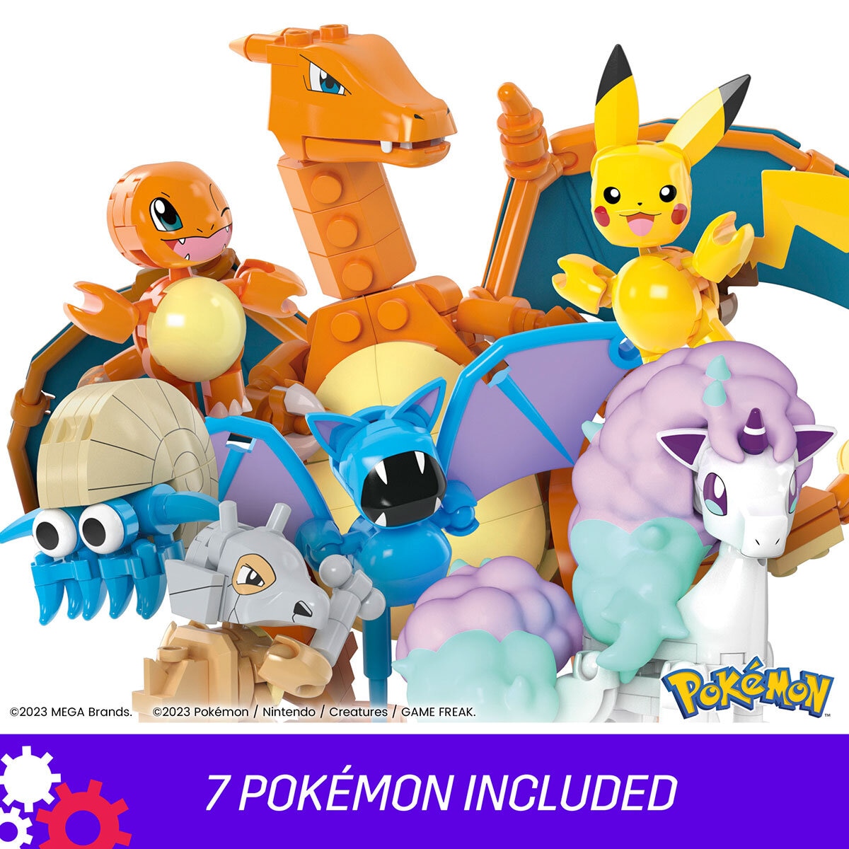 Playset MEGA Pokemon Discoveries Building 7 Figures Set 884 Pieces