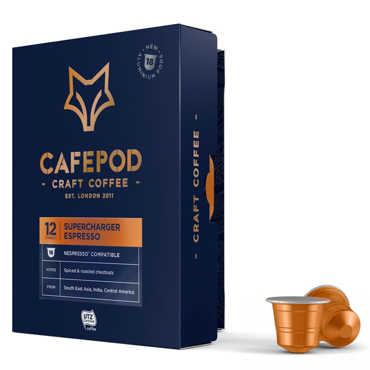 CafePod Supercharger Aluminium Nespresso Compatible Coffee Pods, 108