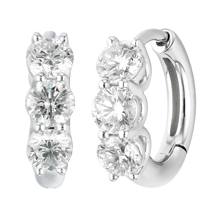 1.18ctw Stone Round Brilliant Diamond Earrings, 14ct White Gold Costco UK