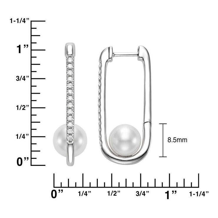 7-7.5mm Freshwater Pearl & 0.20ctw Diamond Earring 7-7.5mm Freshwater Pearl & 0.20ctw Diamond Earring