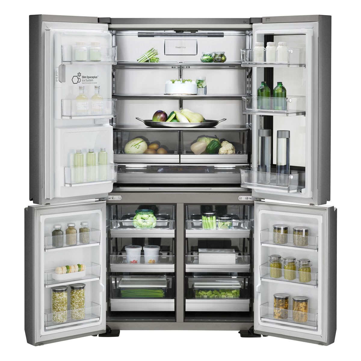 LG SIGNATURE LSR100, Multidoor Fridge Freezer F Rated in Silver