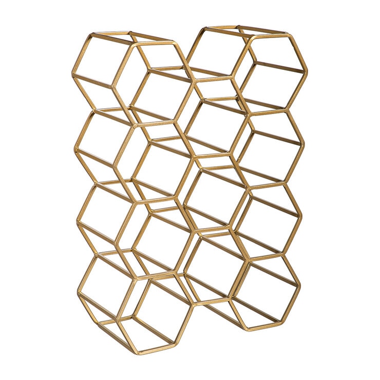 Evergreen 11 Bottle Wine Rack in Gold