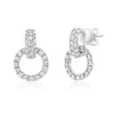 0.80ctw Round Brilliant Cut Diamond Interlocking Circle Earrings, 14ct White Gold