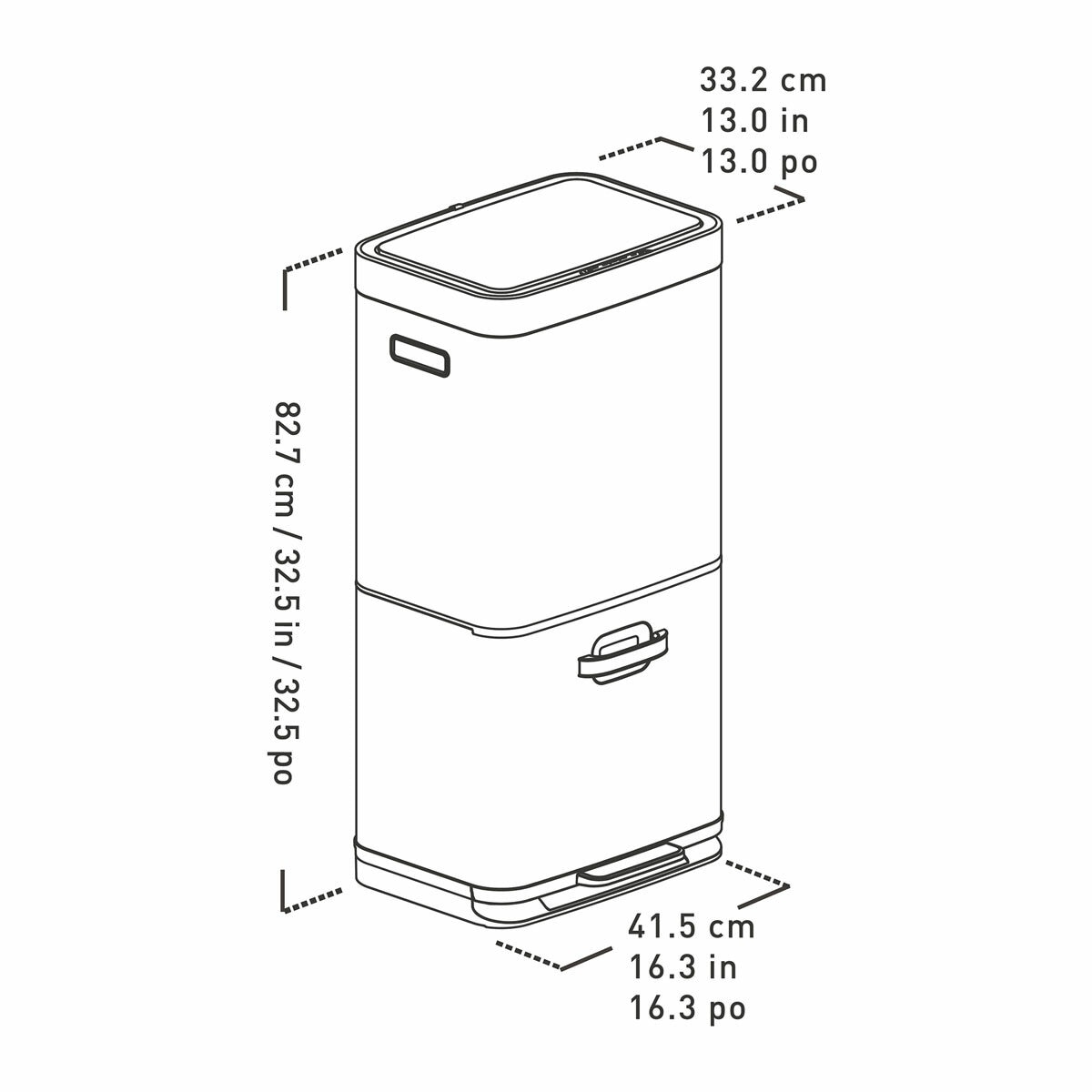 EKO 54 Litre Stainless Steel Dual Compartment Recycling Motion Sensor Bin (35L +19L)