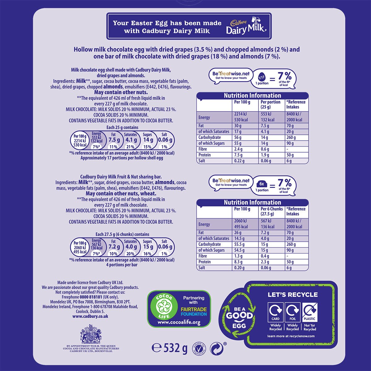 Cadbury Dairy Milk Ultimate Fruit & Nut Easter Egg, 532g Costco UK