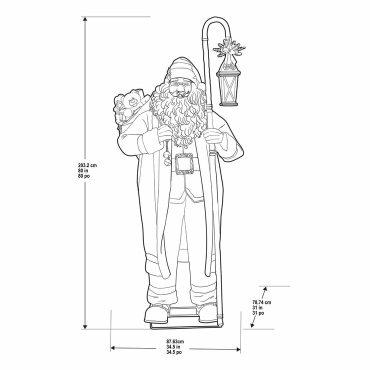 6 ft (183cm) Animated Santa with Motion Sensor, Singing & LED Lantern
