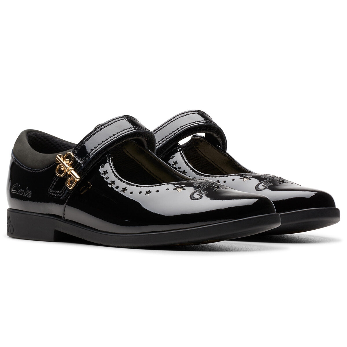 Clarks Kids Lock Magic Black Patent Shoes Clarks Kids Lock Magic Black Patent Shoes