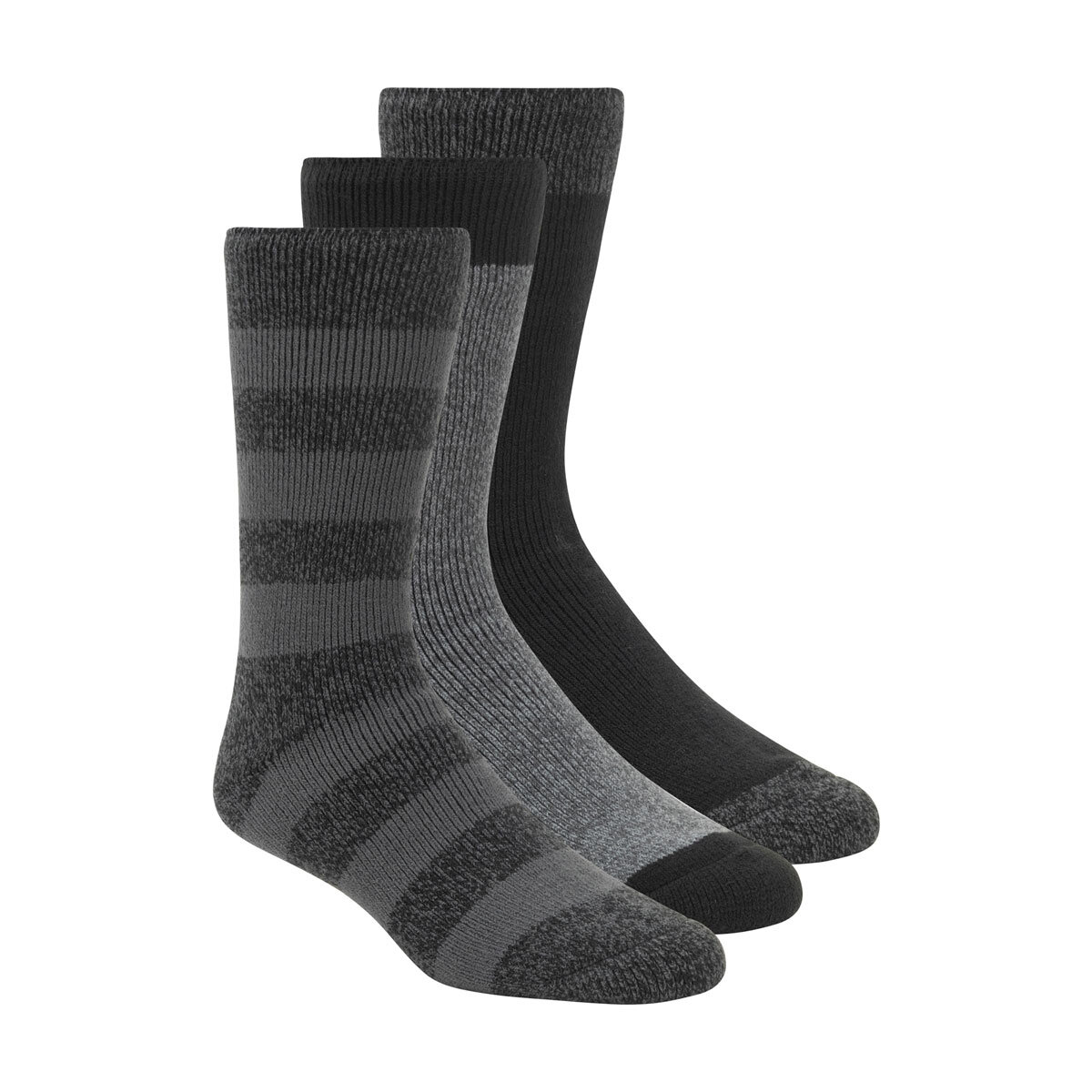 Weatherproof Men's Thermal Crew Socks, 3 Pack in Black