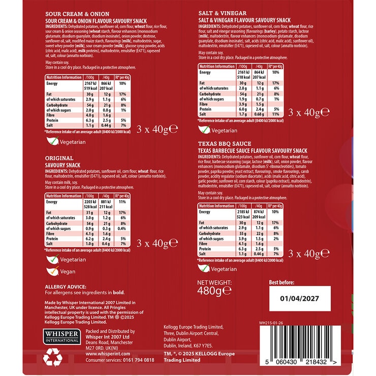Ingrediants and Nutritional information