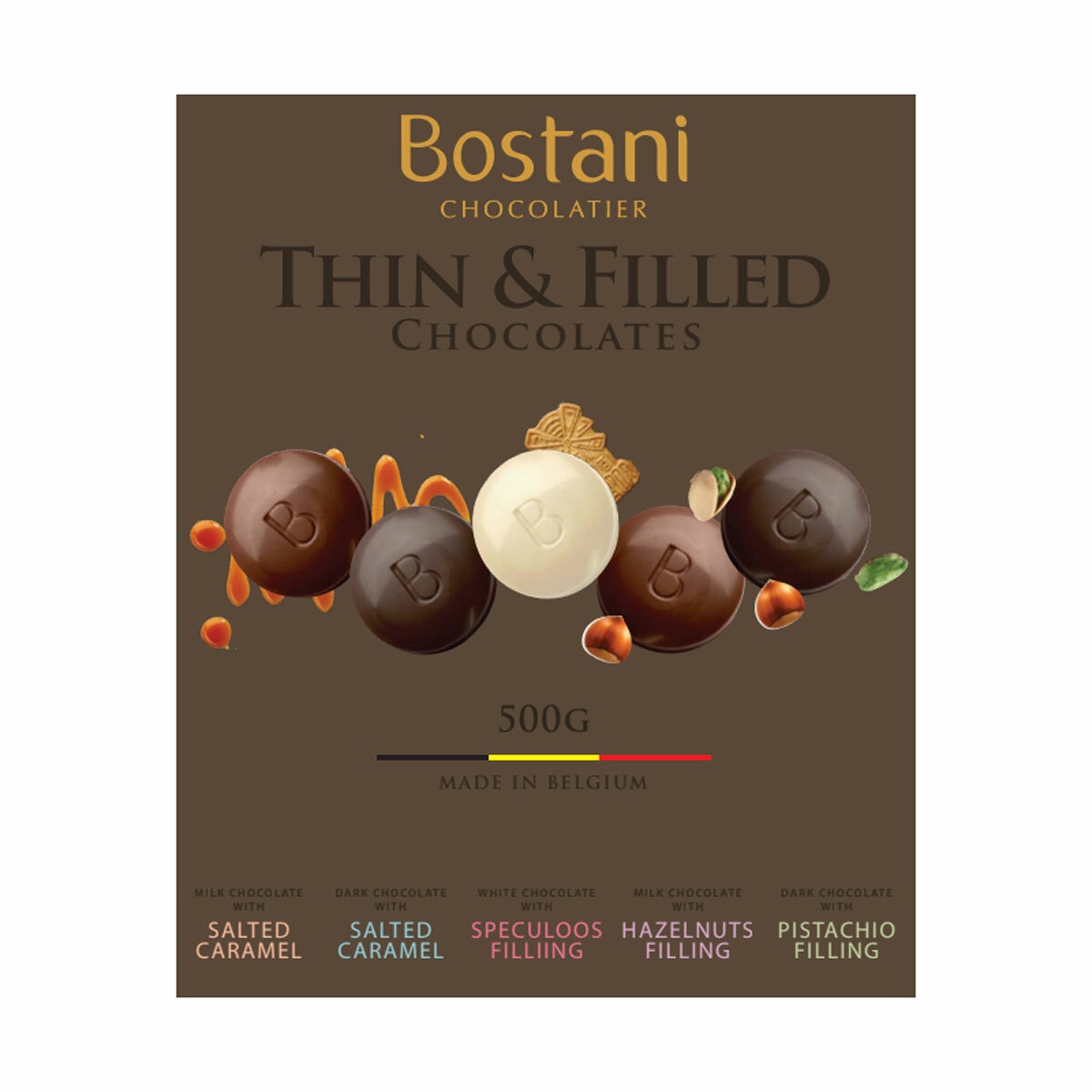 Bostani Belgian Chocolate Thins, 500g