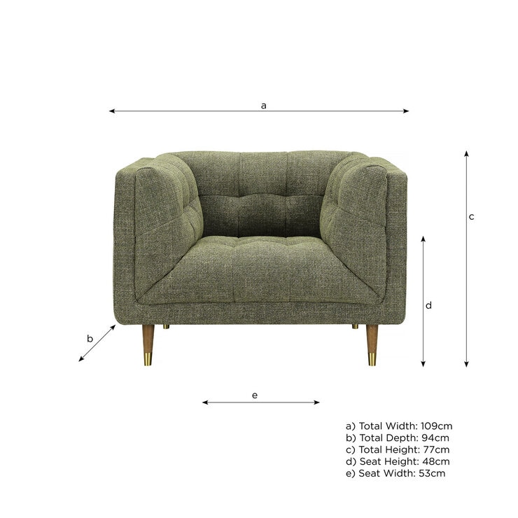 Isla Green Moss Fabric Armchair