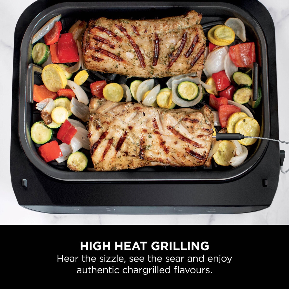Lifestyle image showing high heat grilling Lifestyle image showing high heat grilling