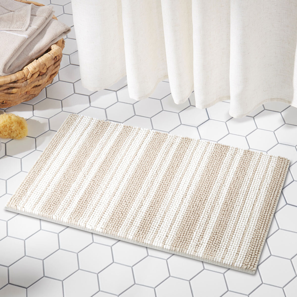 Nubby Spa Bath Mat in Beige, 55 x 91 cm Costco UK