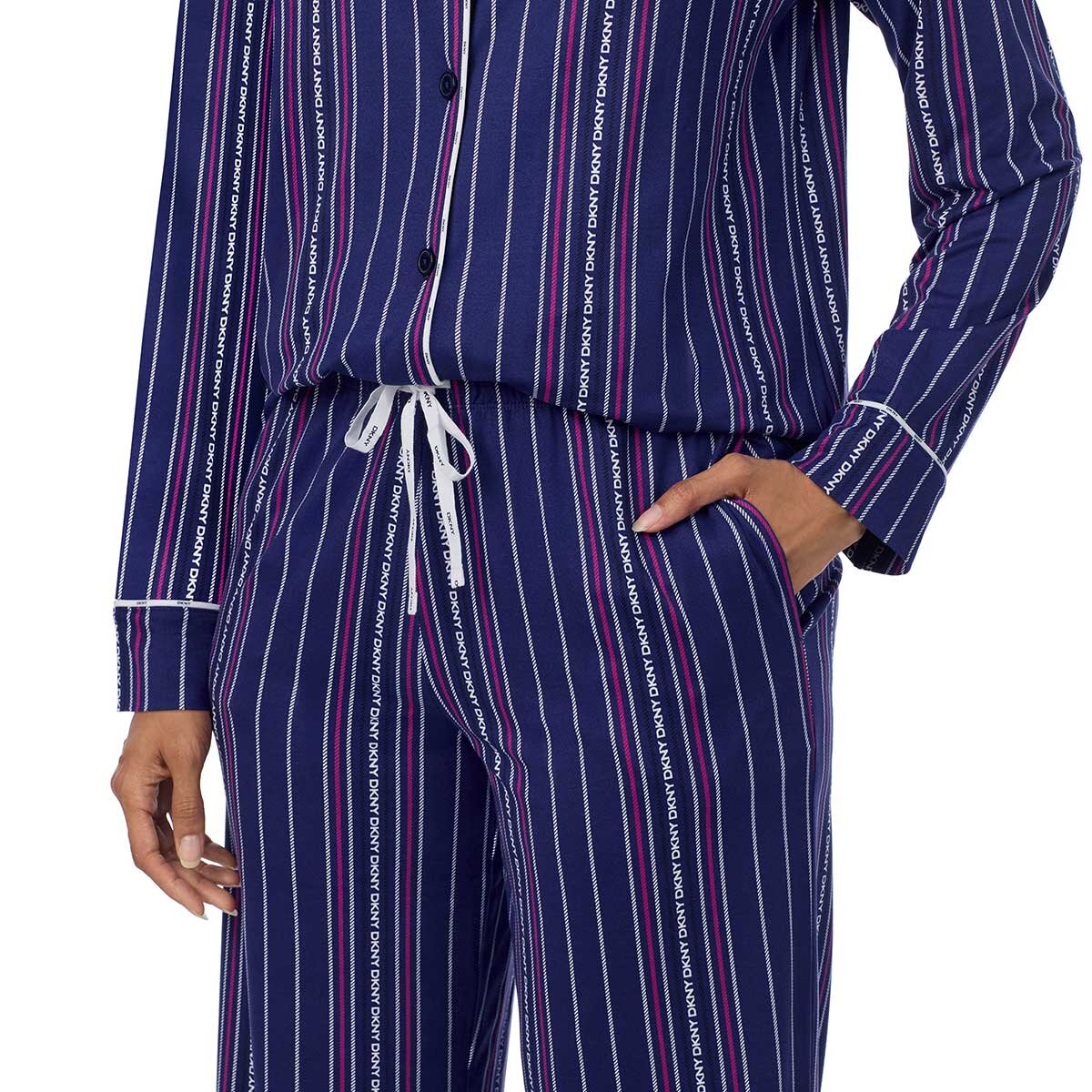 DKNY Women's Notch Collar Pyjama Set in Blue