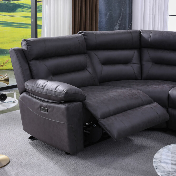 Lucca Grey Fabric Power Reclining Corner Sofa
