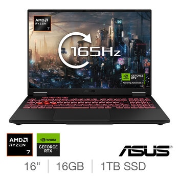 ASUS TUF A16, AMD Ryzen 7, 16GB RAM, 1TB SSD, NVIDIA GeForce RTX 5060, 16 Inch Gaming Laptop, FA608UM-RV010W