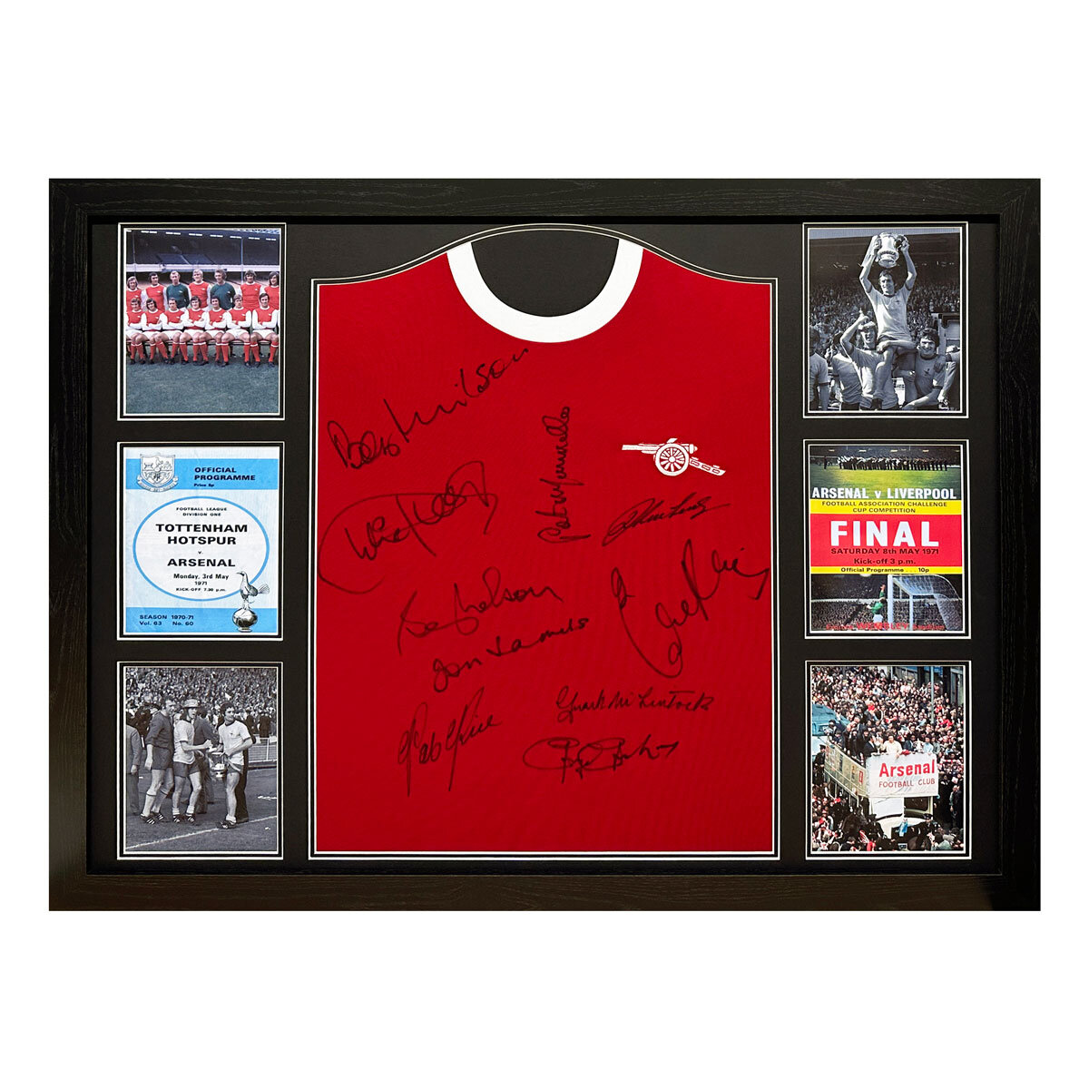 Arsenal 1971 Double Winners shirt signed by 10