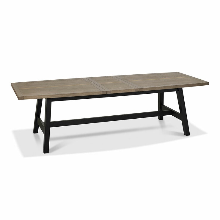 Bentley Designs Camden Weathered Oak & Peppercorn Extending Dining Table, Seats 6-8