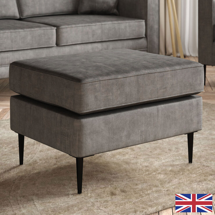 Aspen Grey Velvet Footstool Aspen Grey Velvet Footstool