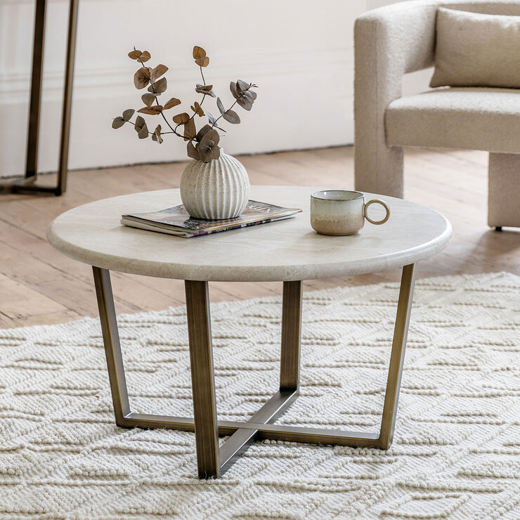 Gallery Moderna White Faux Travertine Coffee Table Gallery Moderna White Faux Travertine Coffee Table