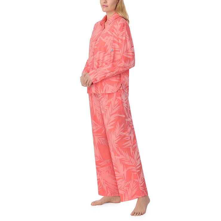 DKNY Ladies Cotton Blend Pyjama Set in Coral