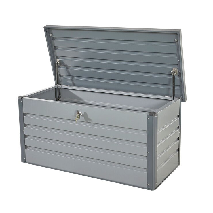 Stone Garden 4ft 3" x 2ft 2" (1.3m x 0.65m) 300 Litre Steel Outdoor Storage Deck Box in Grey
