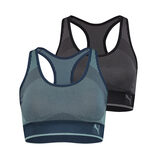 Puma Women's Performance Seamless Sports Bra, 2 Pack in Blue/Black