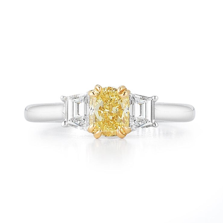 1.36ctw Princess Cut Yellow Diamond Ring, Platinum Costco UK