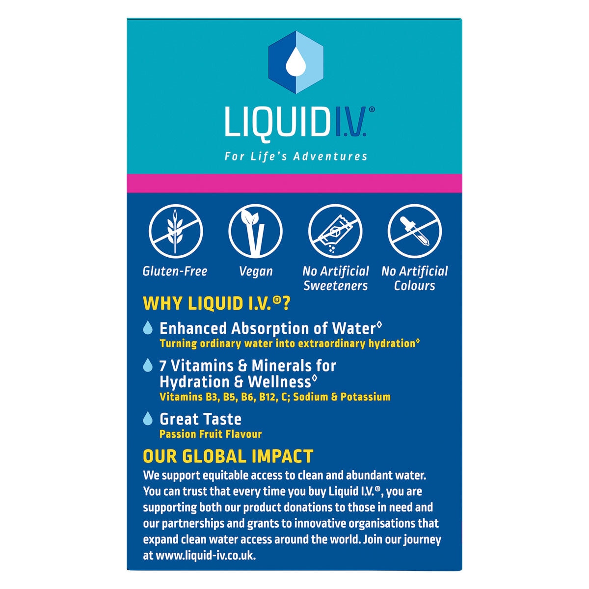 Liquid IV Hydration Sachets, Passion Fruit Flavour 30 sachets