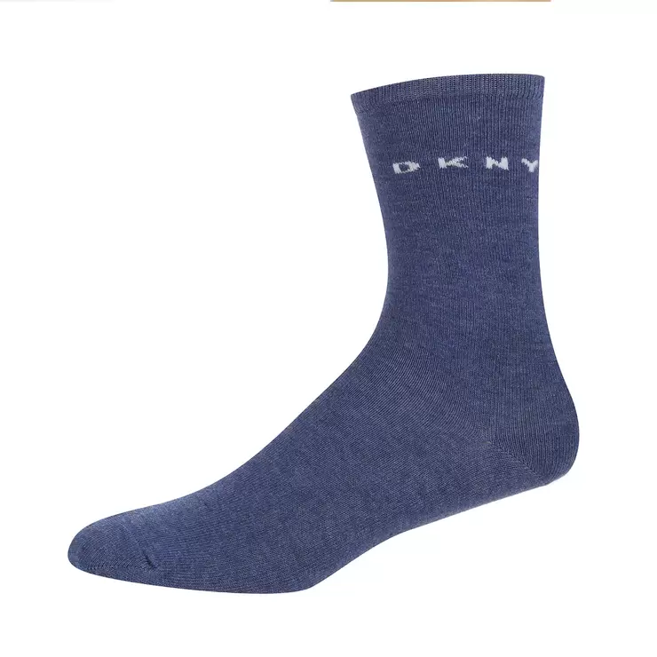 DKNY Women's Patterned Socks, 6 Pack in Blue
