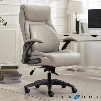 La-Z-Boy Air Lumbar Manager's Office Chair with Flip Up Arms, Beige