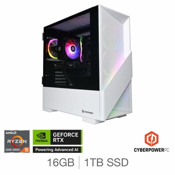 CyberPower, AMD Ryzen 5, 16GB RAM, 1TB SSD, NVIDIA GeForce RTX 5060, Gaming Desktop PC