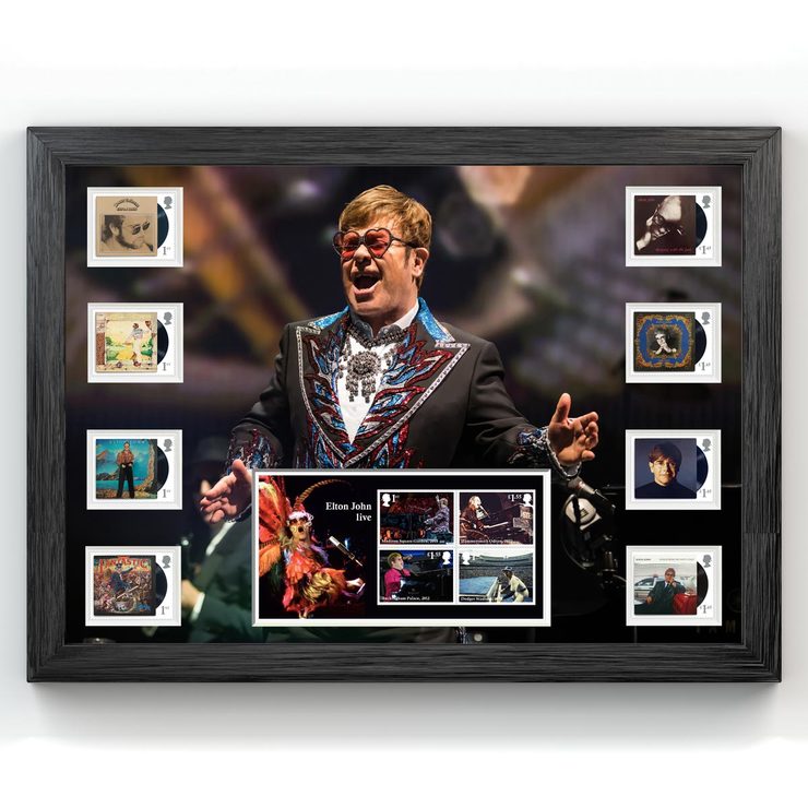 Elton John Royal Mail® Album Covers Framed Collectable Stamps - Stamps and Live Tour Souviner Sheet Elton John Royal Mail® Album Covers Framed Collectable Stamps - Stamps and Live Tour Souviner Sheet